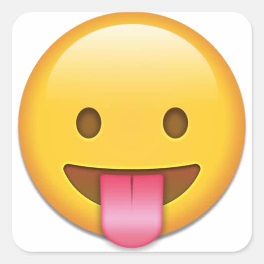 Tongue-out Cheeky Emoji Vierkante Sticker (Voorkant)