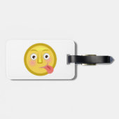 Tongue Out Emoji Funny Goofy Face Bagagelabel (Achterkant horizontaal)