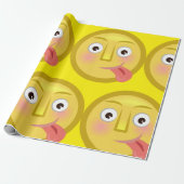 Tongue Out Emoji Funny Goofy Face Cadeaupapier (Uitgerold)
