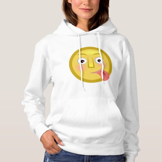 Tongue Out Emoji Funny Goofy Face Hoodie (Voorkant)