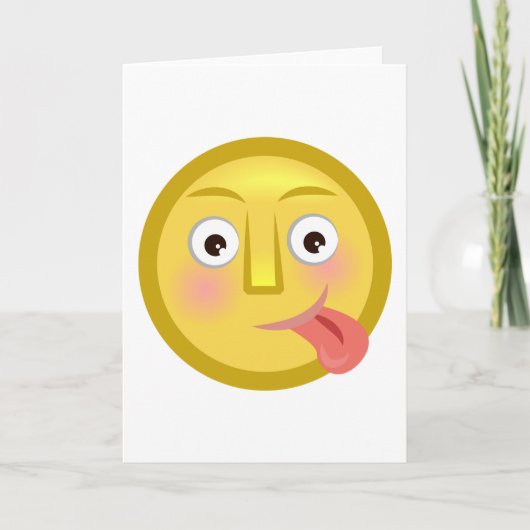 Tongue Out Emoji Funny Goofy Face Kaart (Voorkant)