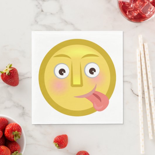 Tongue Out Emoji Funny Goofy Face Servet (Insitu)