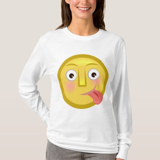 Tongue Out Emoji Funny Goofy Face T-shirt (Voorkant)