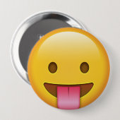 Tongue-out Emoji Ronde Button 4,0 Cm (Voorkant /achterkant)