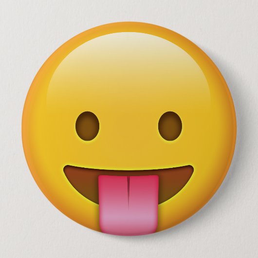 Tongue-out Emoji Ronde Button 4,0 Cm (Voorkant)