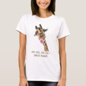 Tongue Out Giraffe Funny T-shirt - Aangepaste teks (Voorkant)