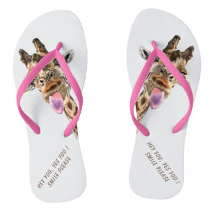 Tongue Out Giraffe Teenslippers Fun Smile