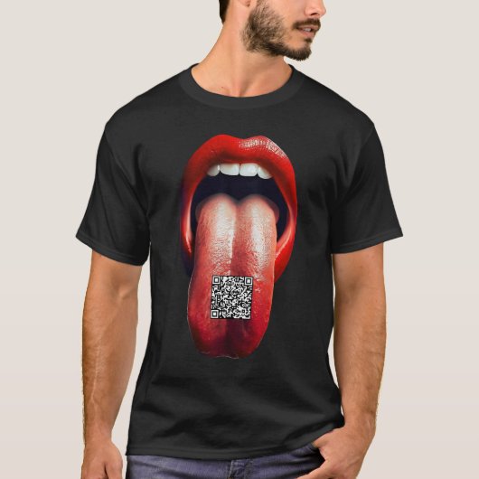 Tongue Out QR Code Social Media T-shirt (Voorkant)