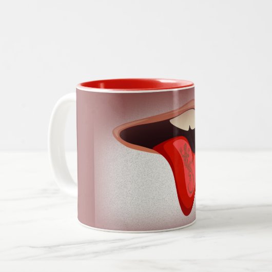 Tongue Tattoo op koffie-Mok Tweekleurige Koffiemok (Voorkant links)