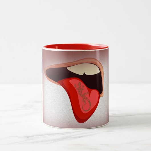 Tongue Tattoo op koffie-Mok Tweekleurige Koffiemok (Center)