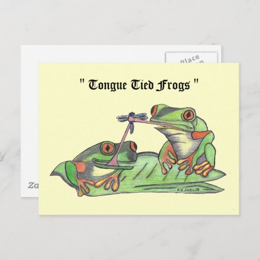 " Tongue Tied Frogs " Briefkaart (Voorkant / Achterkant)