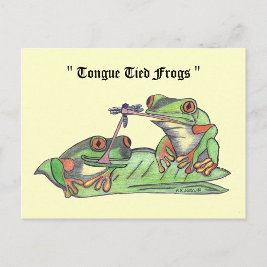 " Tongue Tied Frogs " Briefkaart (Voorkant)