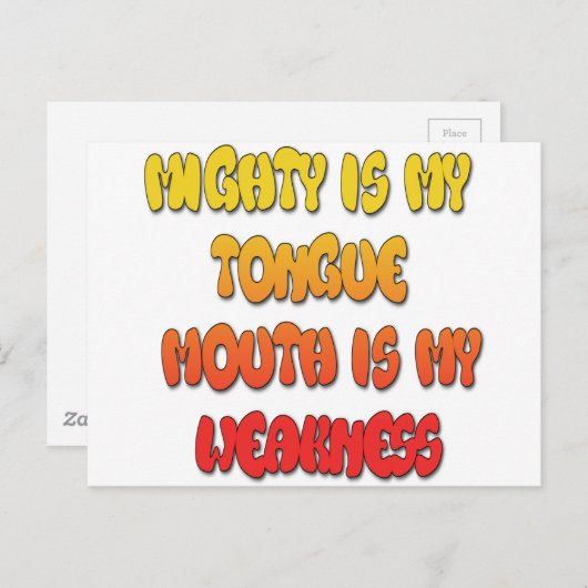 Tongue Tied: Grappige Tong Quote Kleurrijke Tekst  Briefkaart (Voorkant / Achterkant)