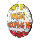 Tongue Tied: Grappige Tong Quote Kleurrijke Tekst  Dartbord (Voorkant Rechts)