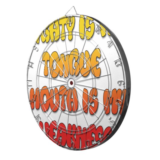 Tongue Tied: Grappige Tong Quote Kleurrijke Tekst  Dartbord (Voorkant Rechts)