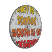 Tongue Tied: Grappige Tong Quote Kleurrijke Tekst  Dartbord (Voorkant Links)