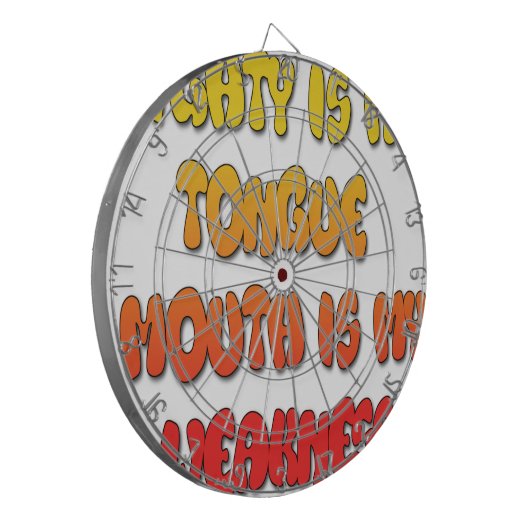 Tongue Tied: Grappige Tong Quote Kleurrijke Tekst Dartbord (Voorkant Links)