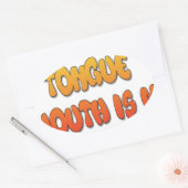 Tongue Tied: Grappige Tong Quote Kleurrijke Tekst Ovale Sticker (Envelop)