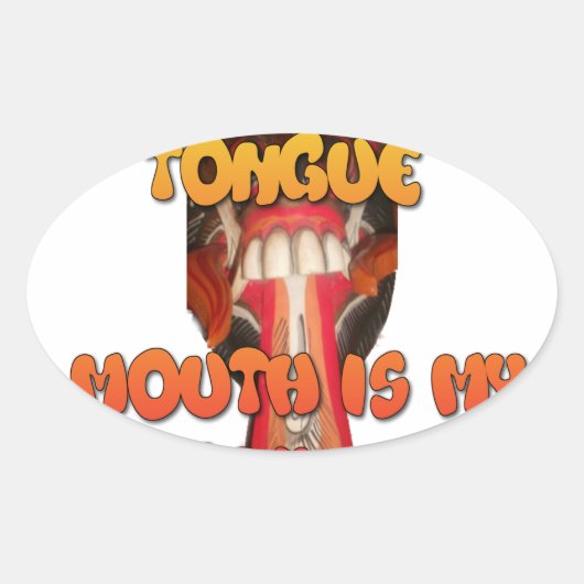 Tongue Tied: Grappige Tong Quote Kleurrijke Tekst  Ovale Sticker (Voorkant)