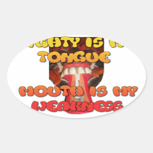 Tongue Tied: Grappige Tong Quote Kleurrijke Tekst  Ovale Sticker