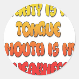 Tongue Tied: Grappige Tong Quote Kleurrijke Tekst  Ronde Sticker