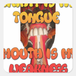 Tongue Tied: Grappige Tong Quote Kleurrijke Tekst  Vierkante Sticker