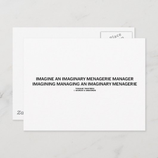 Tongue Twister Imagine denkbeeldige menagerie mana Briefkaart (Voorkant / Achterkant)