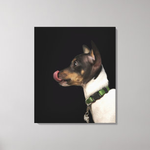 Tongue uit de zwarte en witte terrier canvas afdruk