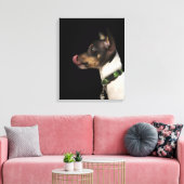 Tongue uit de zwarte en witte terrier canvas afdruk (Insitu (Woonkamer))