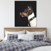 Tongue uit de zwarte en witte terrier canvas afdruk (Insitu (Slaapkamer))