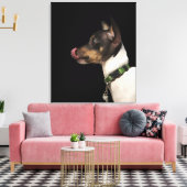Tongue uit de zwarte en witte terrier canvas afdruk (Insitu (Woonkamer))