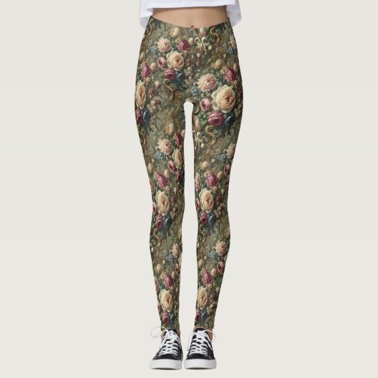 🩸 Tongue Whipped Blooms - Gothic Victoriaans Leggings (Voorkant)