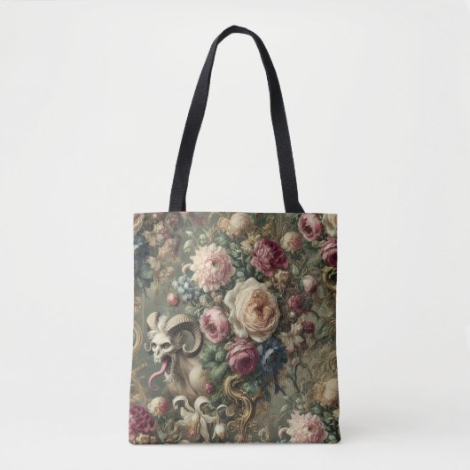 🩸 Tongue Whipped Blooms - Gothic Victoriaans Tote Bag (Voorkant)