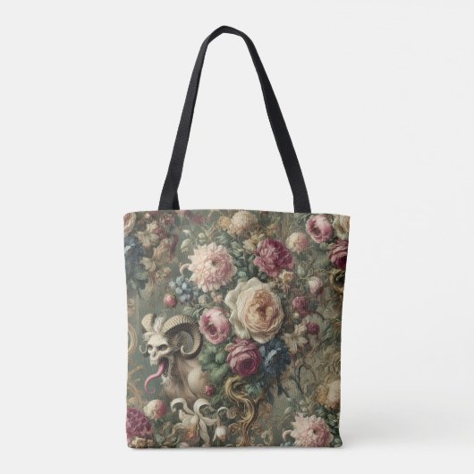🩸 Tongue Whipped Blooms - Gothic Victoriaans Tote Bag (Achterkant)