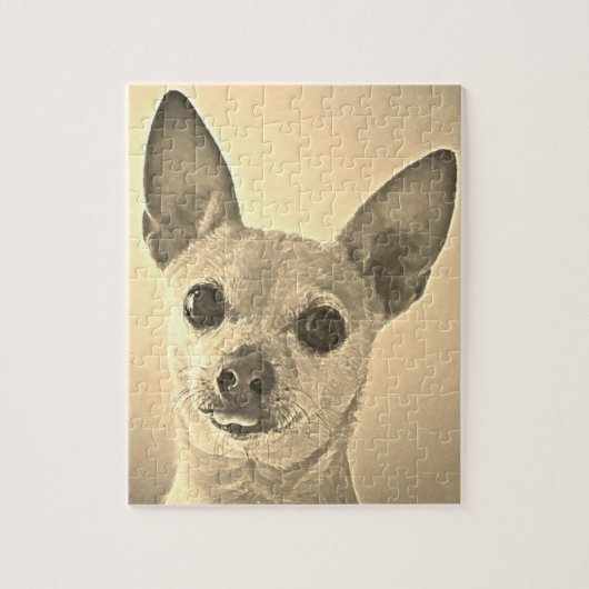 Tongues uit Chihuahua Sepia Puzzle Legpuzzel (Verticaal)