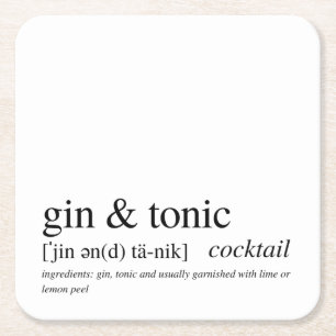 Tonic en Gin Moderne Citaat Zwarte Typografie Kartonnen Onderzetters