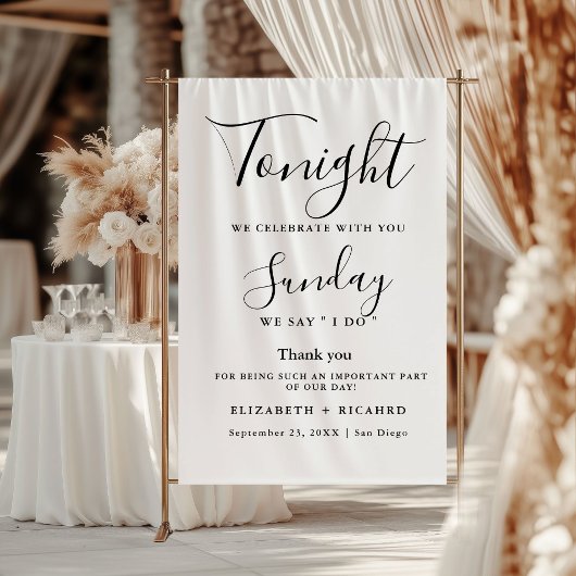 Tonight we celebrate wedding rehearsal dinner sign wandkleed