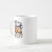 Tonight We Fly - Chicken Witches Hat And Broom  Koffiemok (Voorkant links)