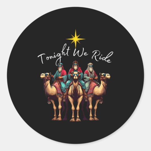 Tonight We Ride Christmas, 3 Wise Men, Christian C Ronde Sticker (Voorkant)