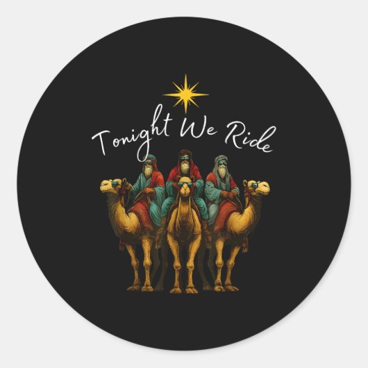 Tonight We Ride Christmas, 3 Wise Men, Christian C Ronde Sticker (Voorkant)