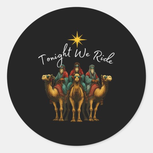 Tonight We Ride Christmas, 3 Wise Men, Christian C Ronde Sticker (Voorkant)