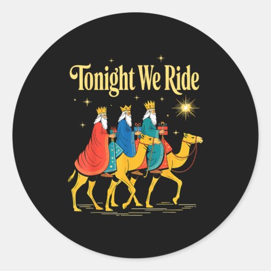 Tonight We Ride Christmas, 3 Wise Men, Christian C Ronde Sticker (Voorkant)