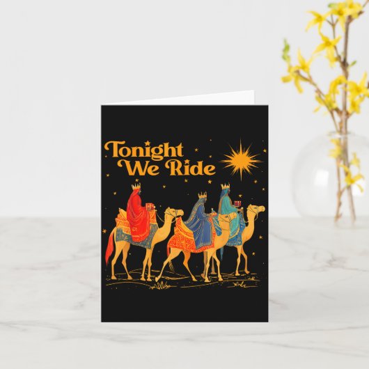Tonight We Ride Three Wise Christmas Nativity Chri Kaart (Gele Bloem)