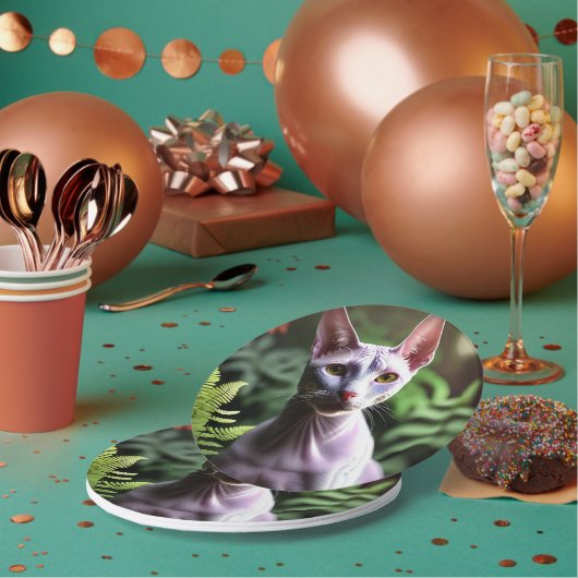 "Tonijn de haarloze kat: strak en zijdeachtig" Papieren Bordje (Multi)