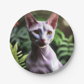 "Tonijn de haarloze kat: strak en zijdeachtig" Papieren Bordje (Voorkant)