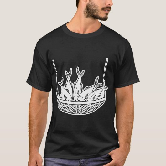 Tonijn geclusterd op visnet t-shirt (Voorkant)