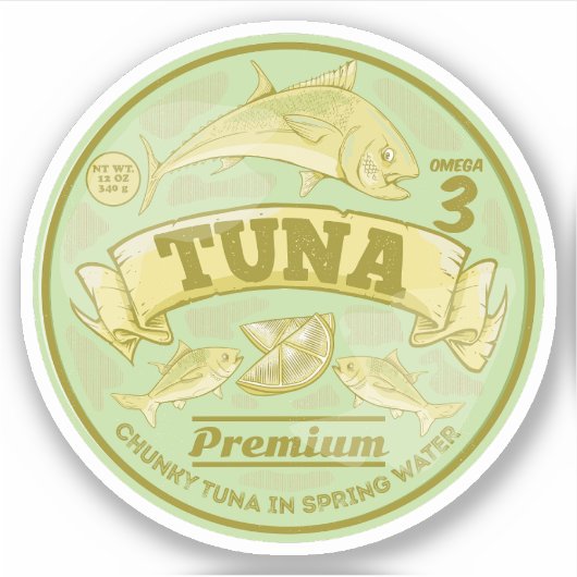 Tonijn kan pop kunst ingeblikte vis sticker (Voorkant)