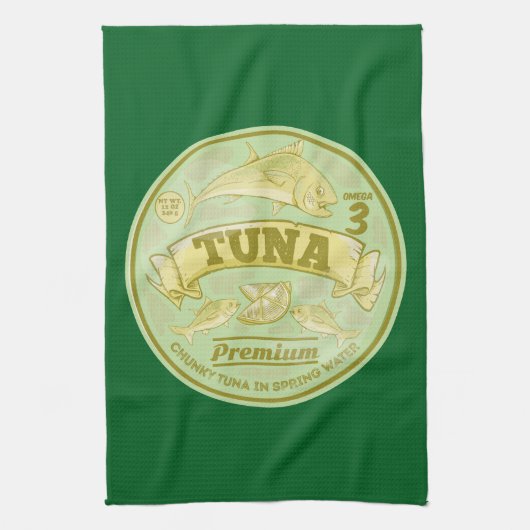 Tonijn kan pop kunst ingeblikte vis theedoek (Verticaal)