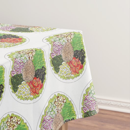 Tonijn Nicoise Salad Eggs Tomaten Olijfaardappelen Tafelkleed (Voorbeeld)