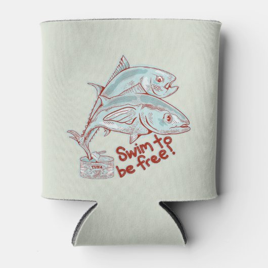 Tonijn Vis ontsnapt aan een blikje Blikjeskoeler (Voorkant)